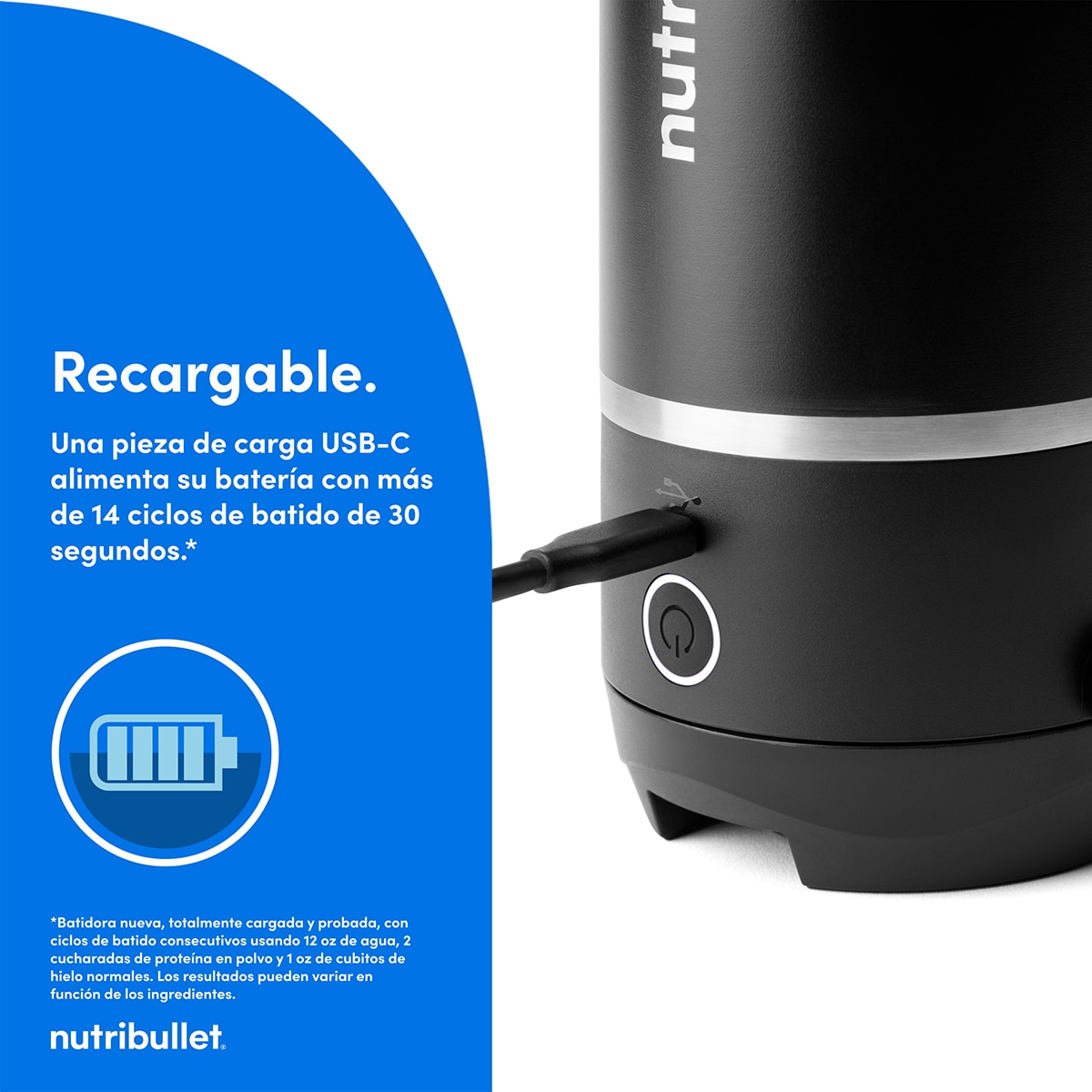 Batidora personal portátil Nutribullet Flip NBP016B con vaso térmico para mantener el frío Negro-8