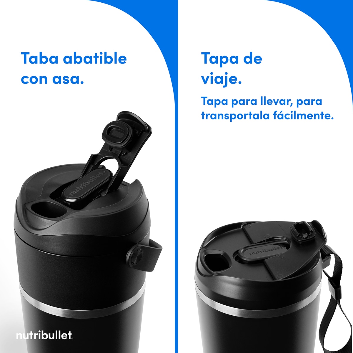 Batidora personal portátil Nutribullet Flip NBP016B con vaso térmico para mantener el frío Negro-9