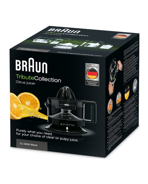 Exprimidor eléctrico Braun Tribute Collection CJ3000BK con cantidad de pulpa ajustable Negro-6