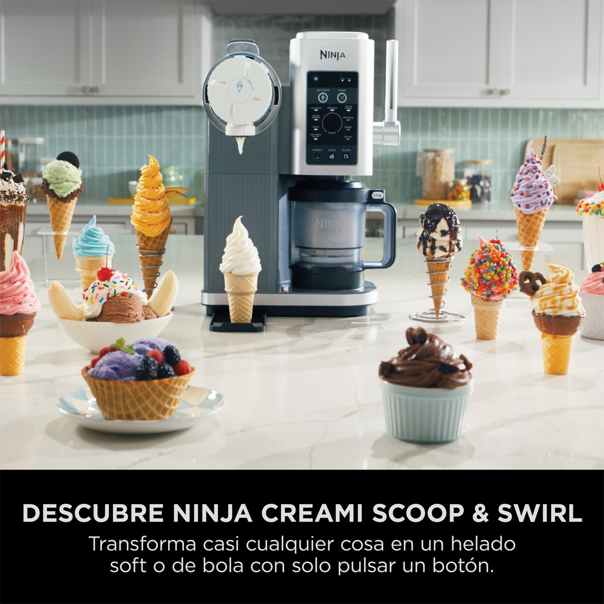 Máquina de helados y elaboraciones frías Ninja Creami Scoop&swirl NC701EU 800W, 2 litros y 13 programas Plata-3
