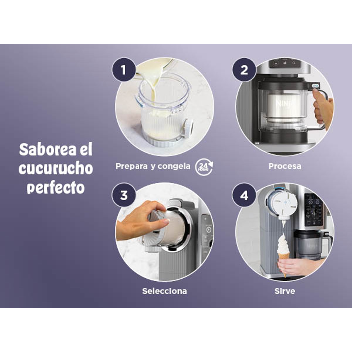 Máquina de helados y elaboraciones frías Ninja Creami Scoop&swirl NC701EU 800W, 2 litros y 13 programas Plata-6