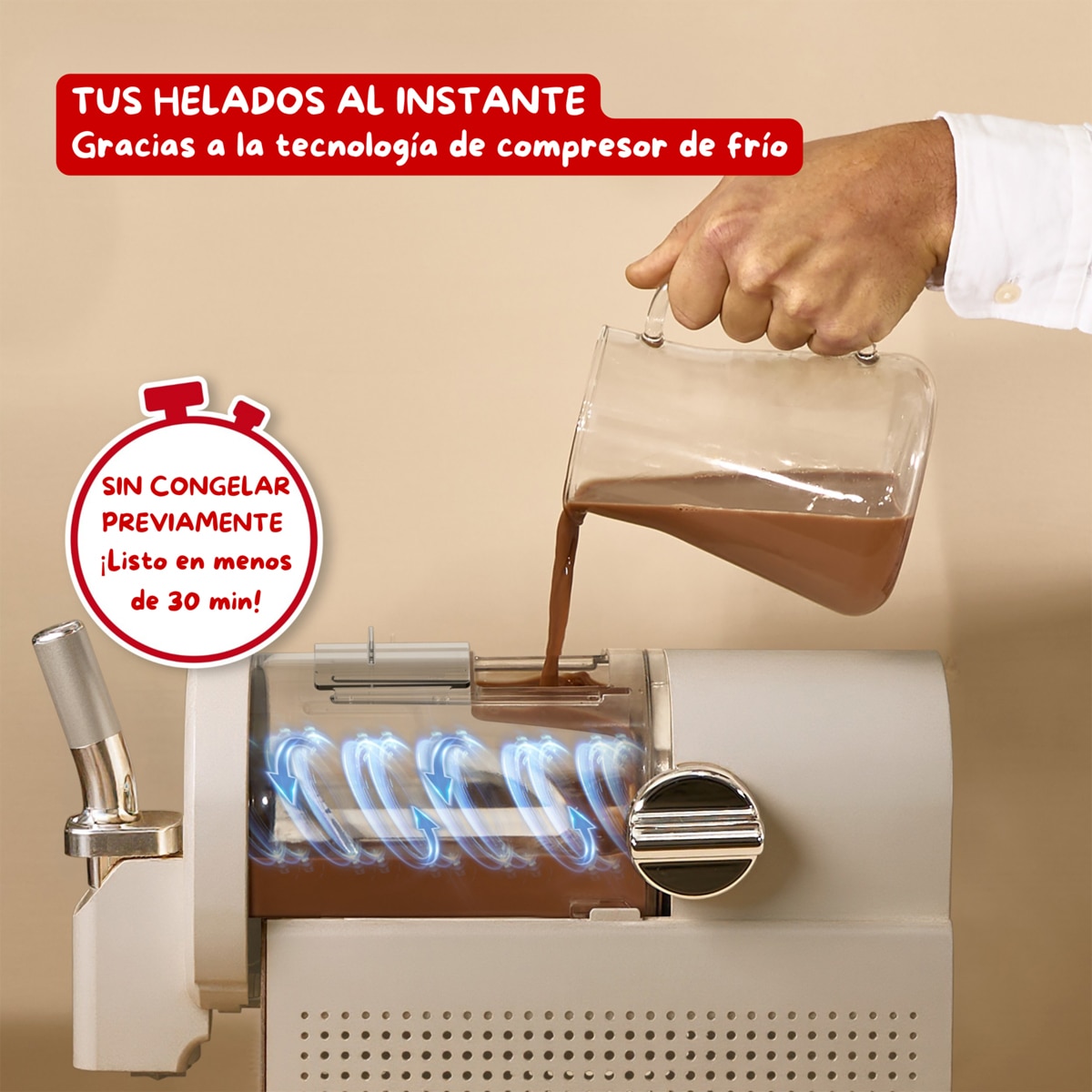 Máquina de Helados y Bebidas Heladas Moulinex Freezi MJ803, 16 en 1 Beige-4