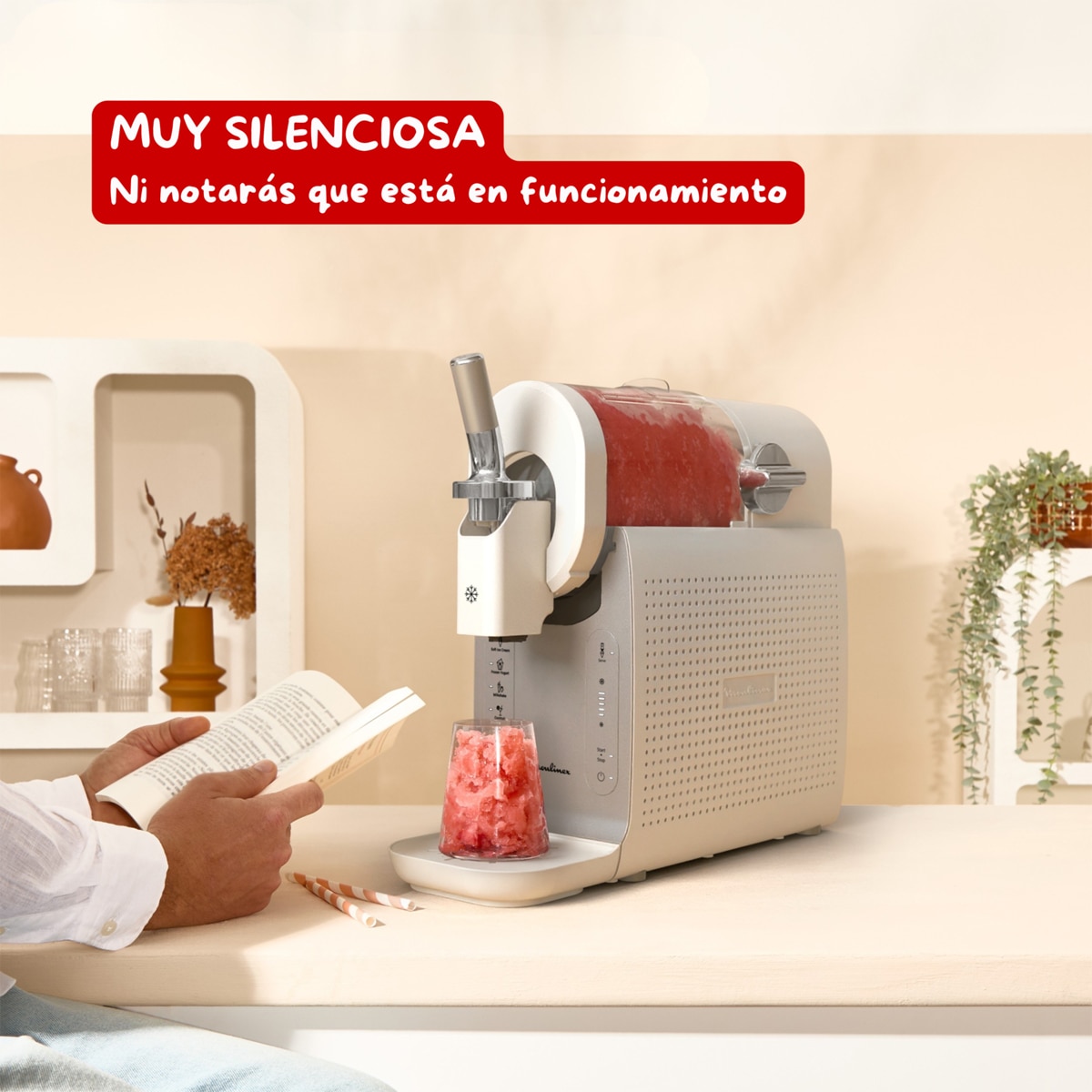 Máquina de Helados y Bebidas Heladas Moulinex Freezi MJ803, 16 en 1 Beige-8