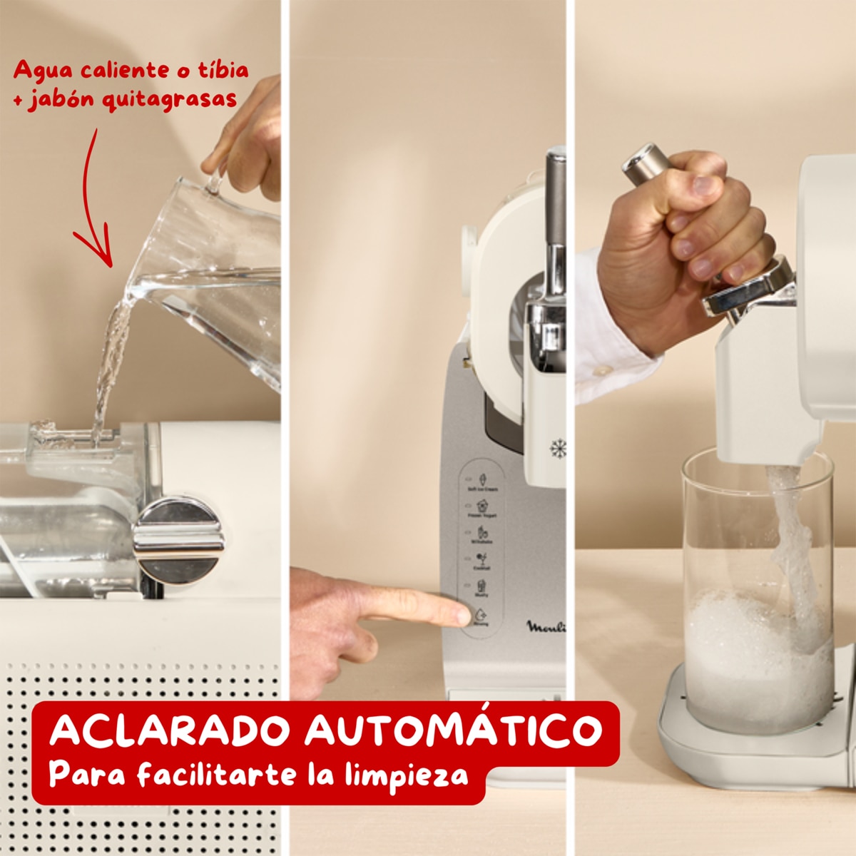Máquina de Helados y Bebidas Heladas Moulinex Freezi MJ803, 16 en 1 Beige-9
