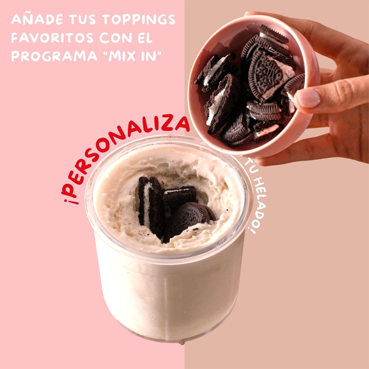 Heladera Moulinex MJ602 Dolci, 9 Programas de Helados, 3 Tarrinas de Tritán, 1,4 L, 600 W, Autolimpieza Blanco roto-6