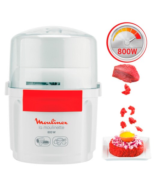 Picadora Moulinex 1-2-3: 800W de Potencia, Cuchilla de Acero Inoxidable Blanco-3