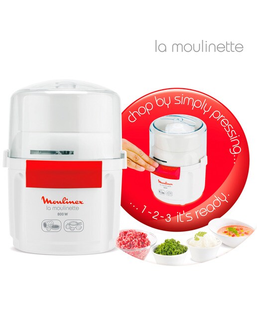 Picadora Moulinex 1-2-3: 800W de Potencia, Cuchilla de Acero Inoxidable Blanco-6