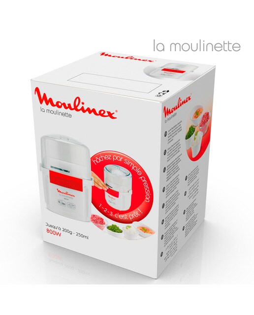 Picadora Moulinex 1-2-3: 800W de Potencia, Cuchilla de Acero Inoxidable Blanco-11