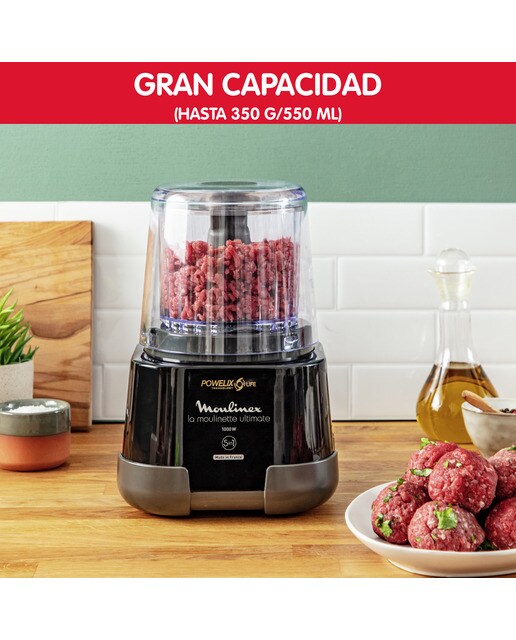 Picadora Moulinex Ultimate, 5 en 1: Pica, Tritura, Mezcla, Muele, Semibate Negro-3