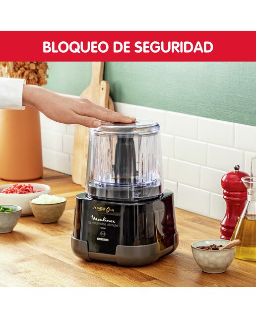 Picadora Moulinex Ultimate, 5 en 1: Pica, Tritura, Mezcla, Muele, Semibate Negro-4