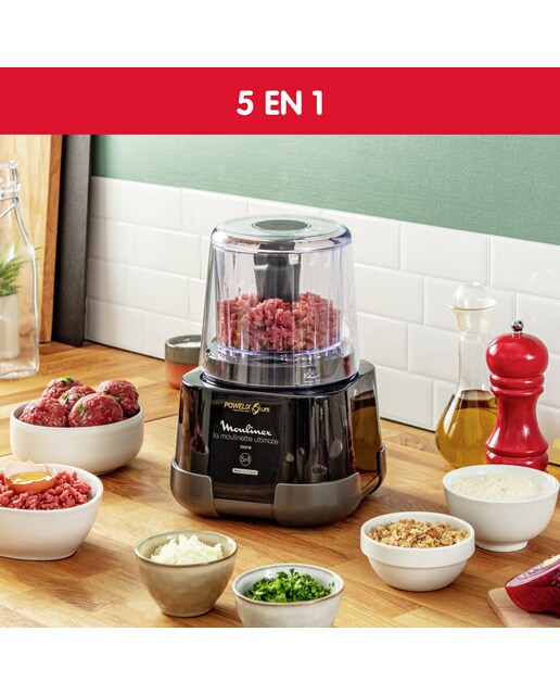 Picadora Moulinex Ultimate, 5 en 1: Pica, Tritura, Mezcla, Muele, Semibate Negro-6