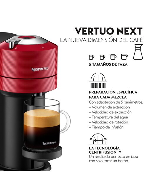 Cafetera de cápsulas Nespresso Krups Vertuo Next para cápsulas Nespresso Vertuo Rojo-3