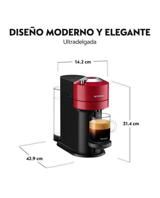 Cafetera de cápsulas Nespresso Krups Vertuo Next para cápsulas Nespresso Vertuo Rojo-4