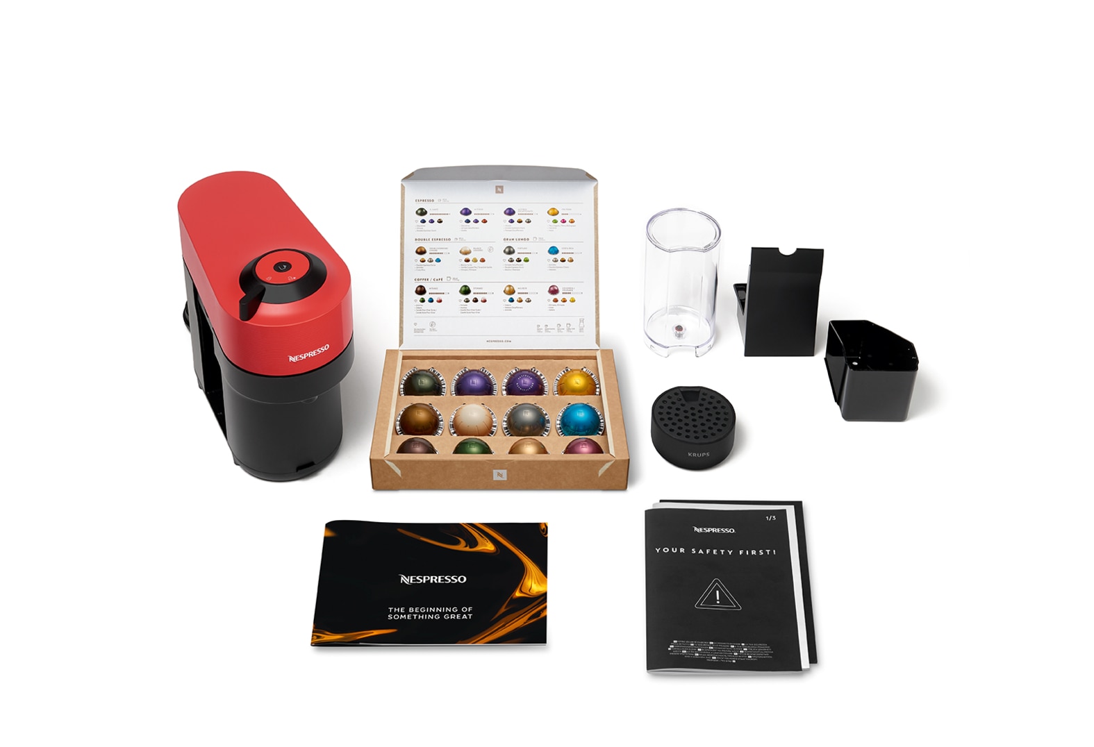 Cafetera de cápsulas Nespresso Krups Vertuo Pop para cápsulas Nespresso Vertuo Rojo-9
