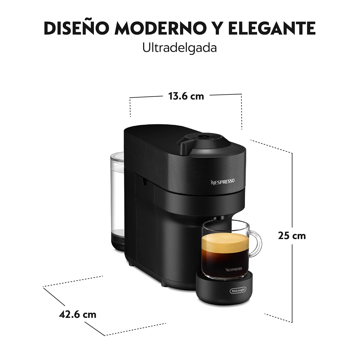 Cafetera de cápsulas De'Longhi Vertuo Pop ENV90.B + Travel Mug para cápsulas Nespresso Vertuo Negro-3