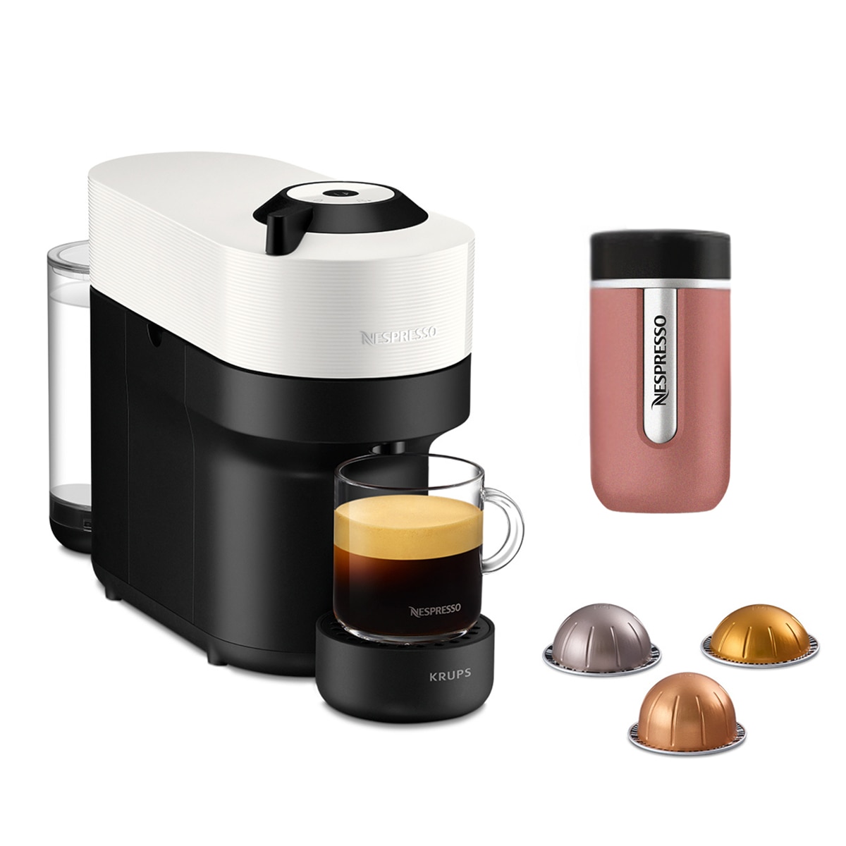 Cafetera de cápsulas Krups Vertuo Pop XN9201nes para cápsulas Nespresso Vertuo Blanco-1