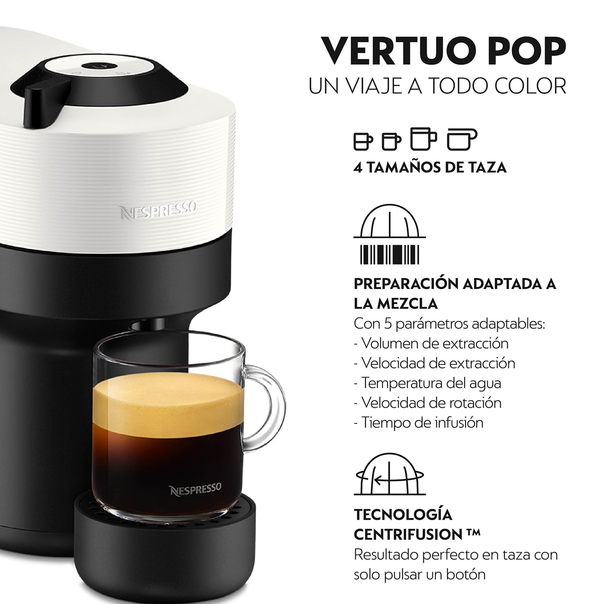 Cafetera de cápsulas Krups Vertuo Pop XN9201nes para cápsulas Nespresso Vertuo Blanco-4
