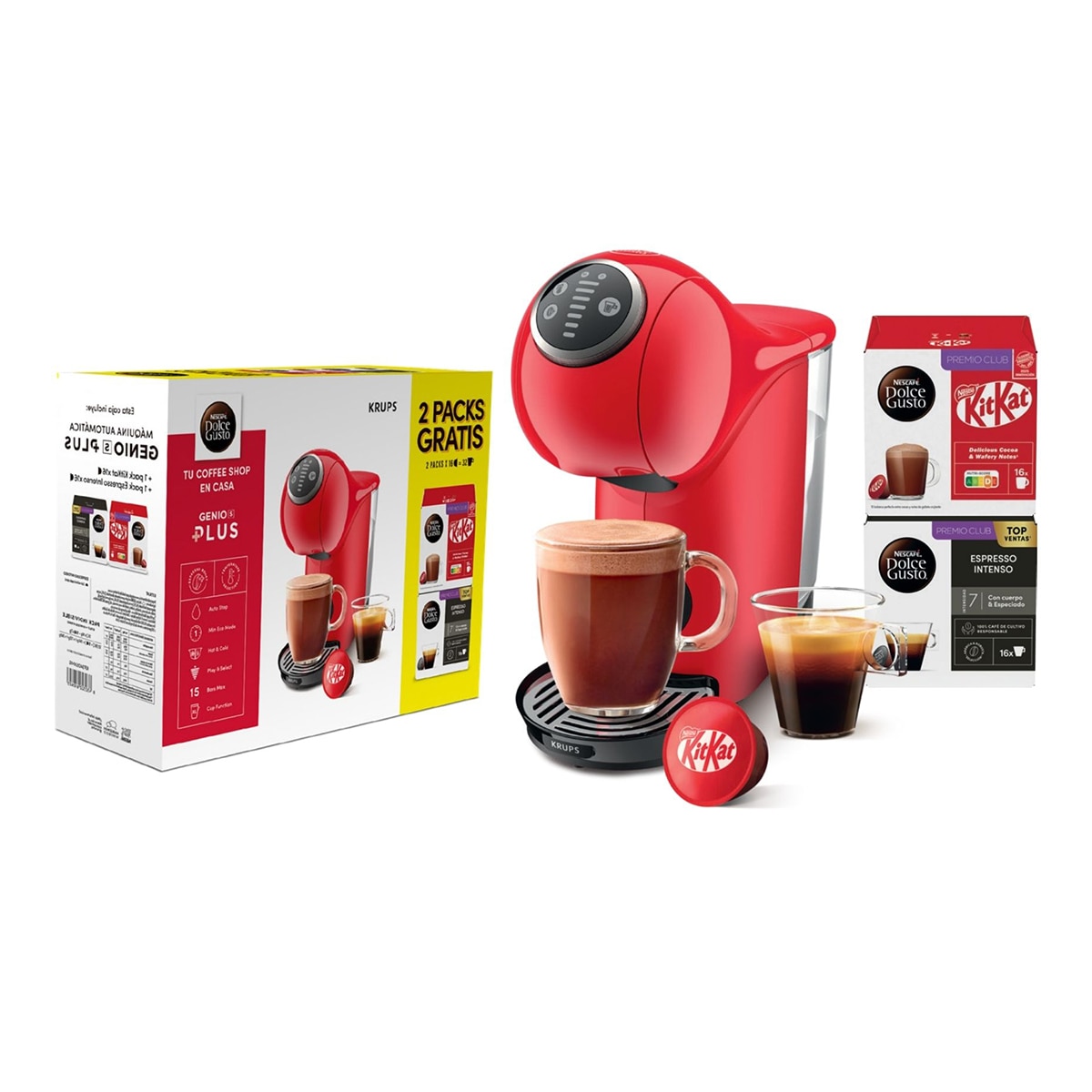 Krups – Cafetera de cápsulas automática Krups Genio S Plus para cápsulas Nescafé Dolce Gusto.