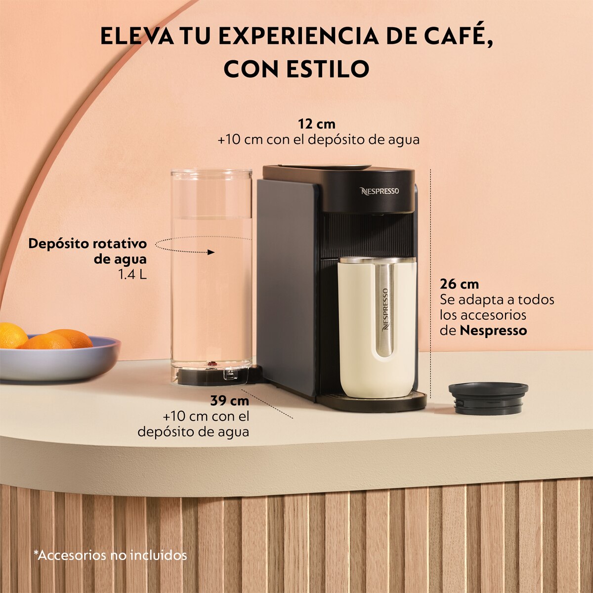 Cafetera de Cápsulas automática Nespresso De'Longhi Vertuo Up ENV200.GY para cápsulas Nespresso Vertuo - Negro Negro-6