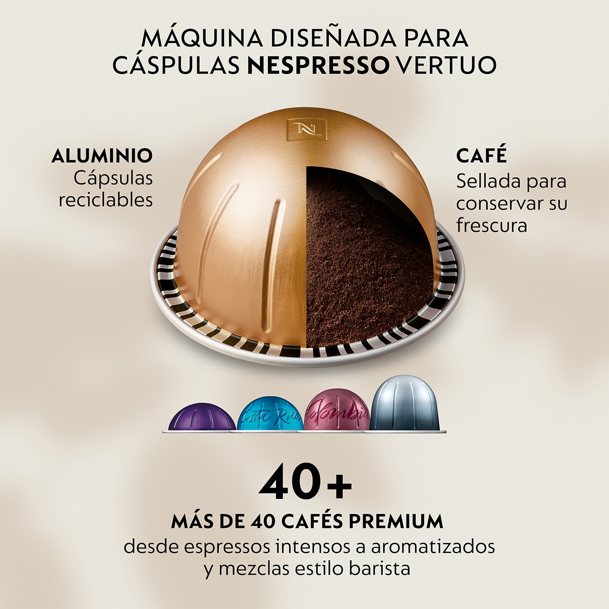 Cafetera de Cápsulas automática Nespresso De'Longhi Vertuo Up ENV200.GY para cápsulas Nespresso Vertuo - Negro Negro-8
