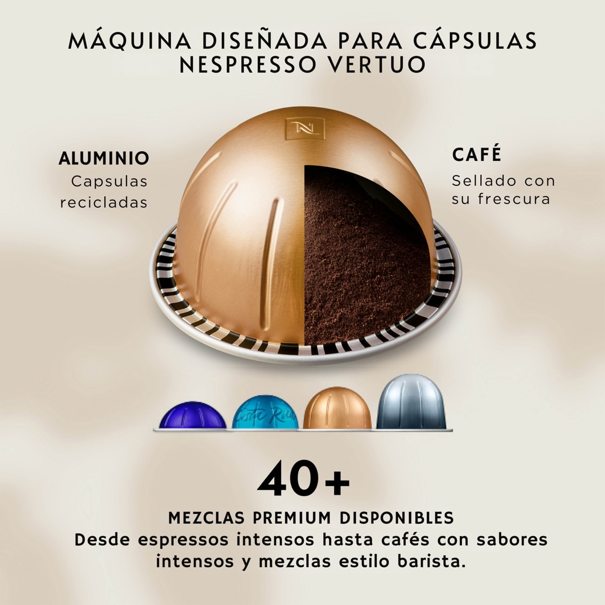 Cafetera de cápsulas automática Krups Vertuo Up XN9404 para cápsulas de café Nespresso Negro-3