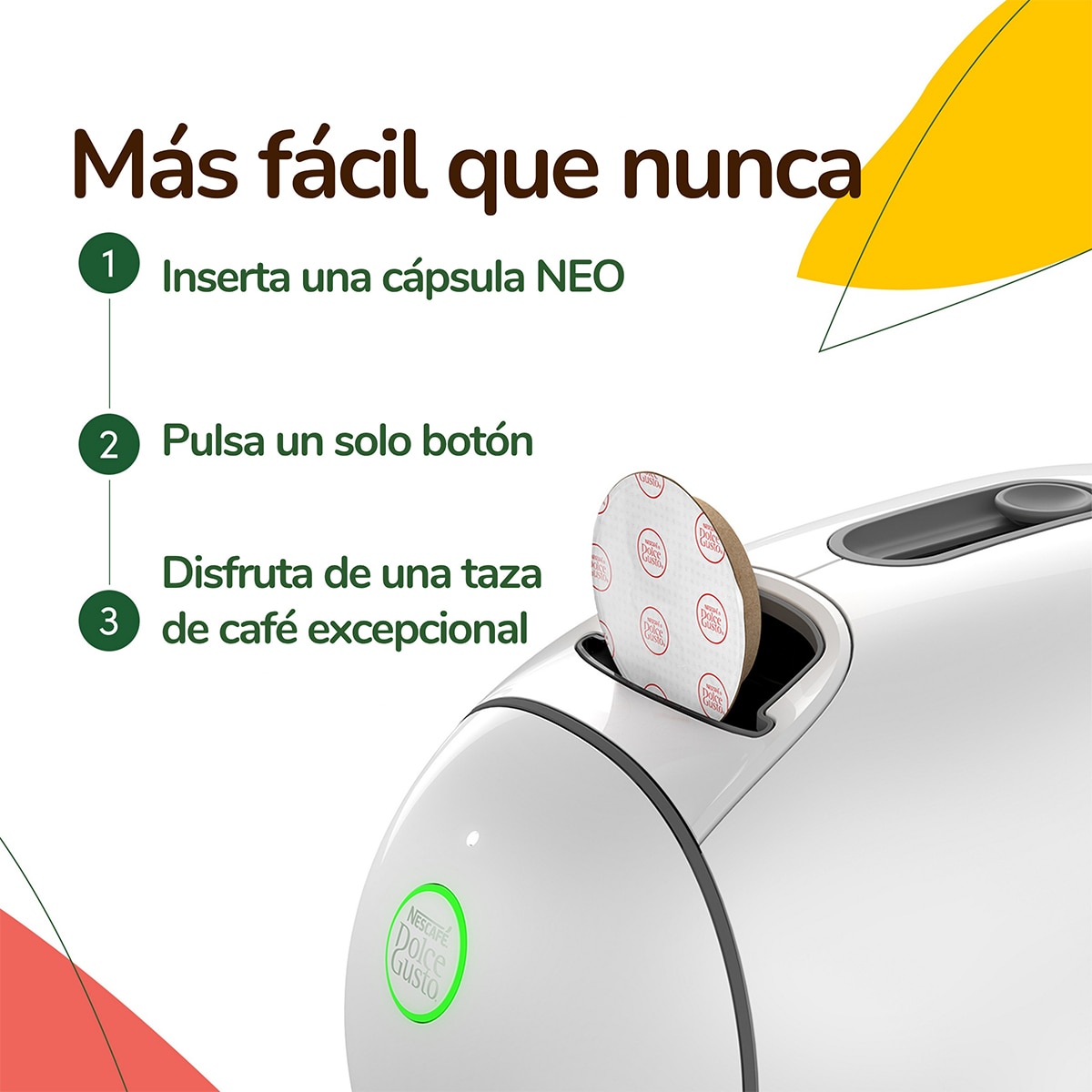 Cafetera de cápsulas de Papel Krups NESCAFÉ Dolce Gusto Neo Café B KP8301 + 3 Packs de café Blanco-7