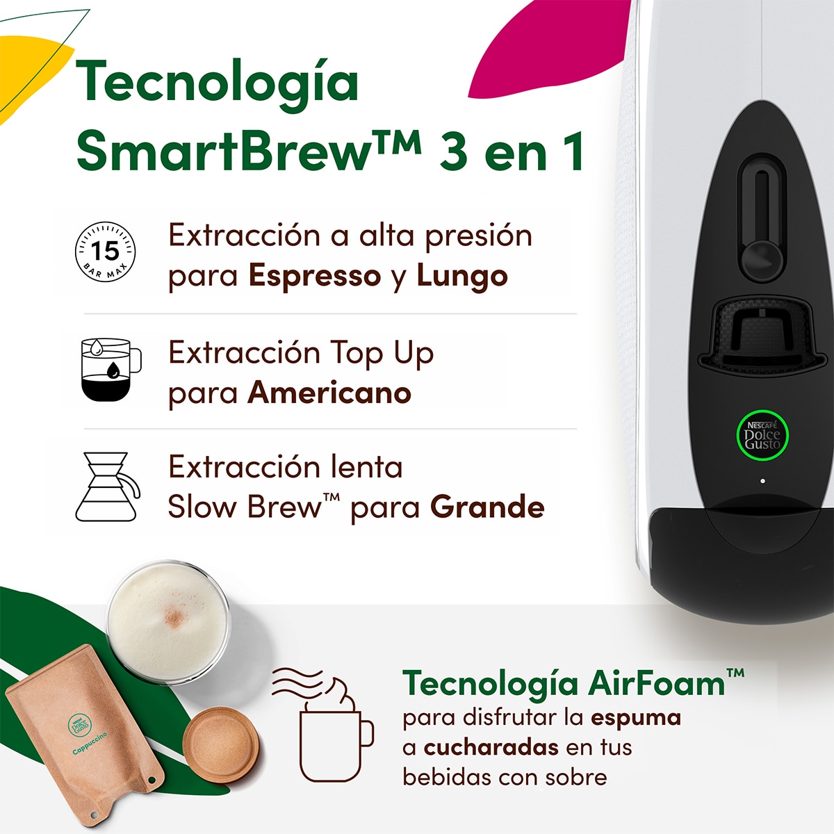 Imagen 3 de Cafetera de Cápsulas Dolce Gusto Neo Latte W 300.WA Blanca - Blanco Blanco