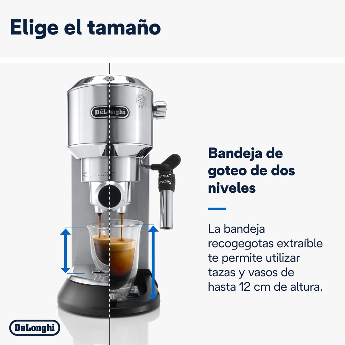Cafetera espresso manual de bomba De´Longhi Dedica EC685.M con sistema cappuccino Plata-7