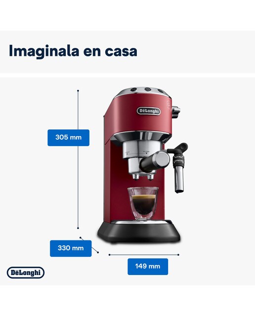 Cafetera espresso manual de bomba De´Longhi Dedica EC685.R sistema cappuccino - Vermelión Vermelión-3
