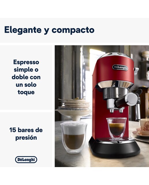 Cafetera espresso manual de bomba De´Longhi Dedica EC685.R sistema cappuccino - Vermelión Vermelión-4