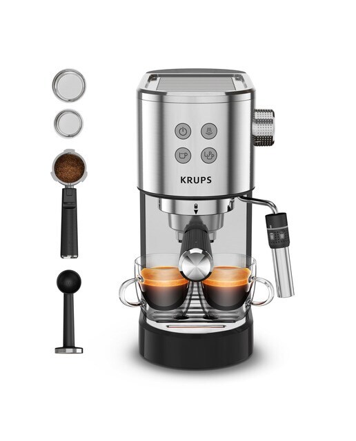 Cafetera espresso manual Krups XP444C con vaporizador de leche