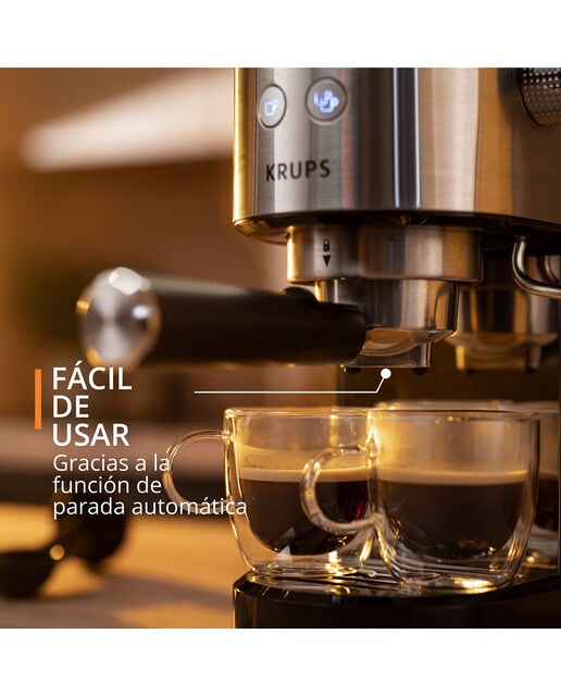 Cafetera espresso manual Krups XP444C con vaporizador de leche Acero Inox-4