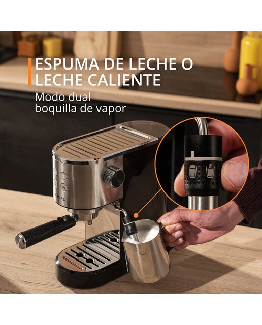 Cafetera espresso manual Krups XP444C con vaporizador de leche Acero Inox-5
