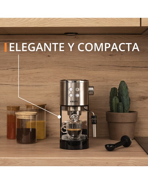 Cafetera espresso manual Krups XP444C con vaporizador de leche Acero Inox-6
