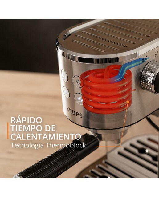 Cafetera espresso manual Krups XP444C con vaporizador de leche Acero Inox-7