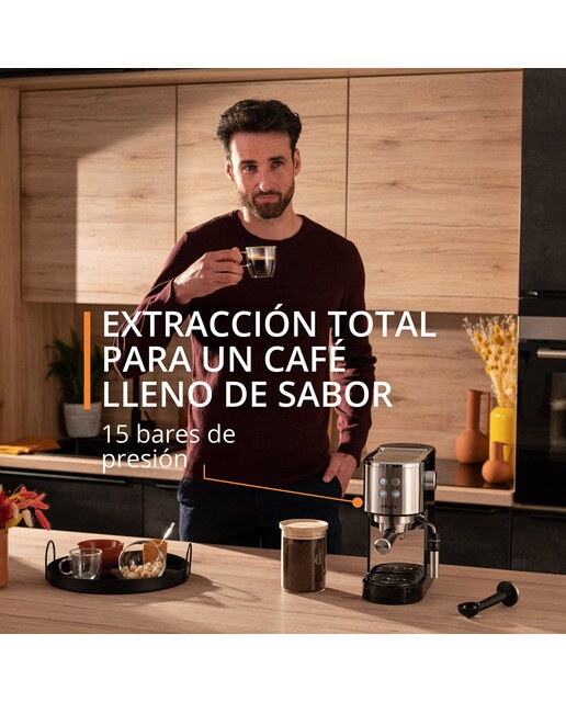 Cafetera espresso manual Krups XP444C con vaporizador de leche Acero Inox-8