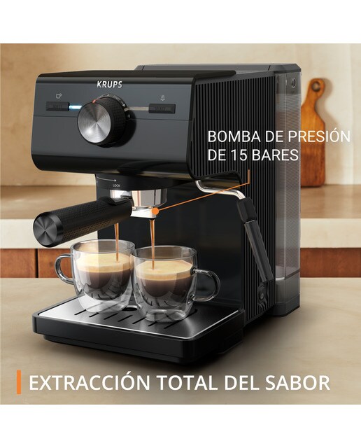 Cafetera espresso manual Krups XP3818 con vaporizador de leche Negro-4