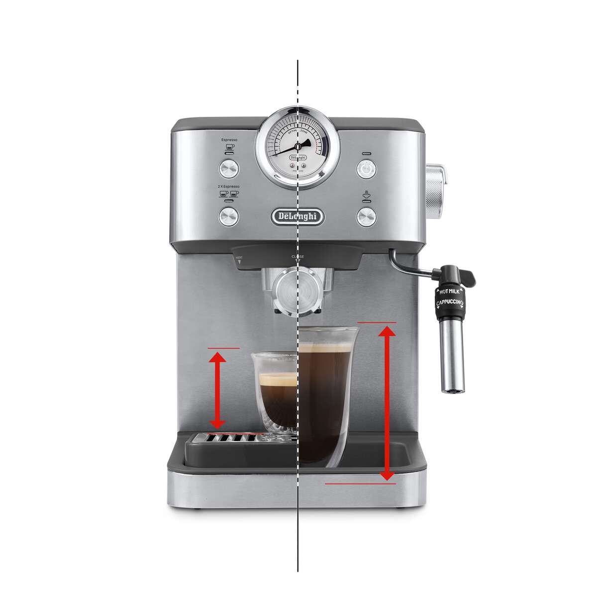 Cafetera espresso manual de bomba De'Longhi Classic EM450.M sistema Cappuccino Metal-4