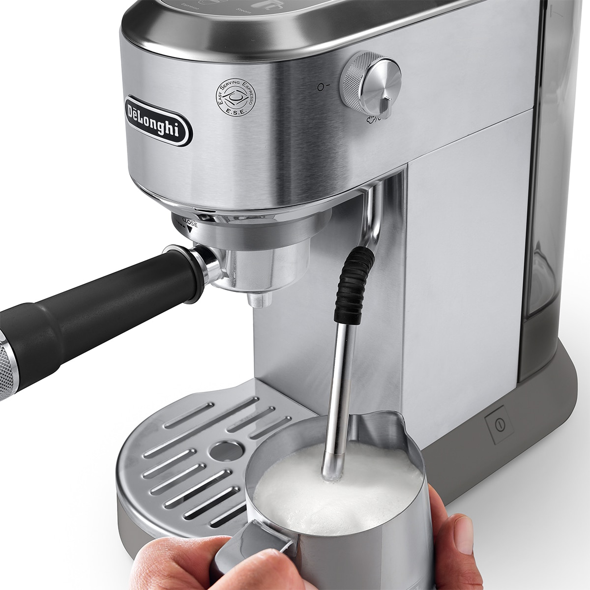 Cafetera espresso manual de bomba De´Longhi Dedica Duo EC890.M con vaporizador My latte art Plata-3