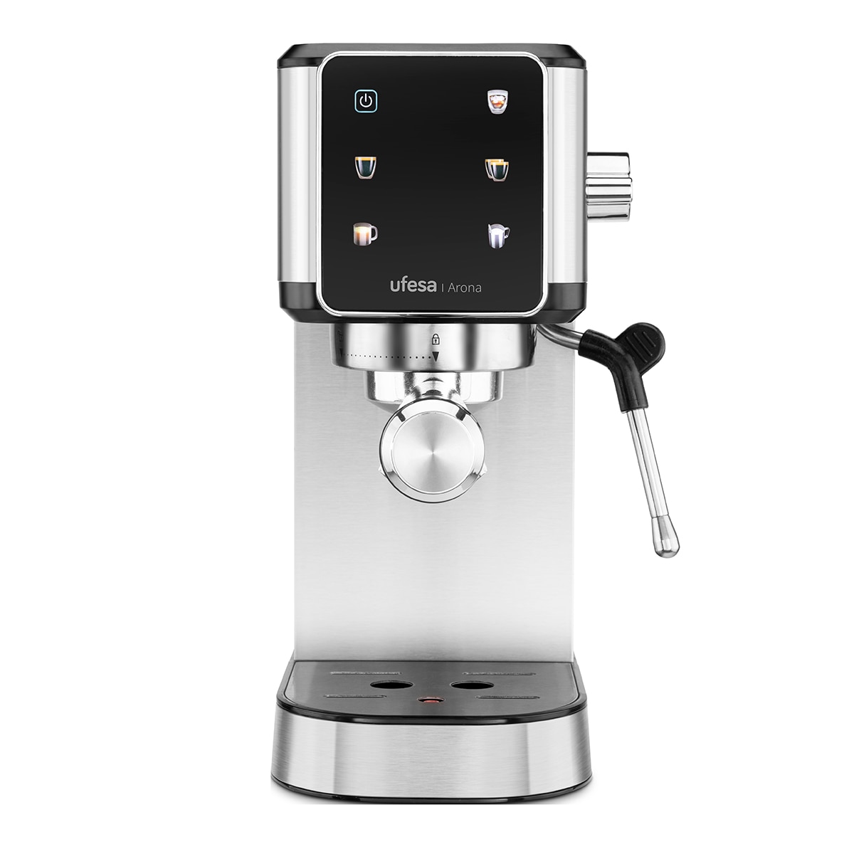 Cafetera Expresso manual Ufesa Arona con panel táctil Inox-2