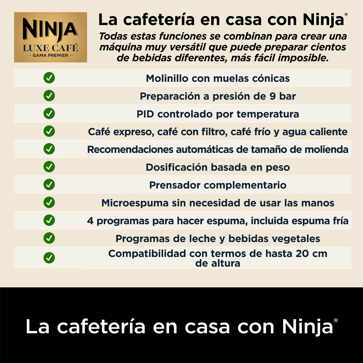 Cafetera espresso 3 en 1 Ninja Luxe Café Premier ES601EU 1650W Negro-5