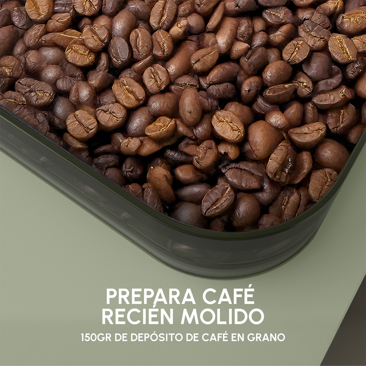 Cafetera superautomática Krups Coffee Crush Experience SA401L con 15 bares y autoprensado Verde Oliva-4