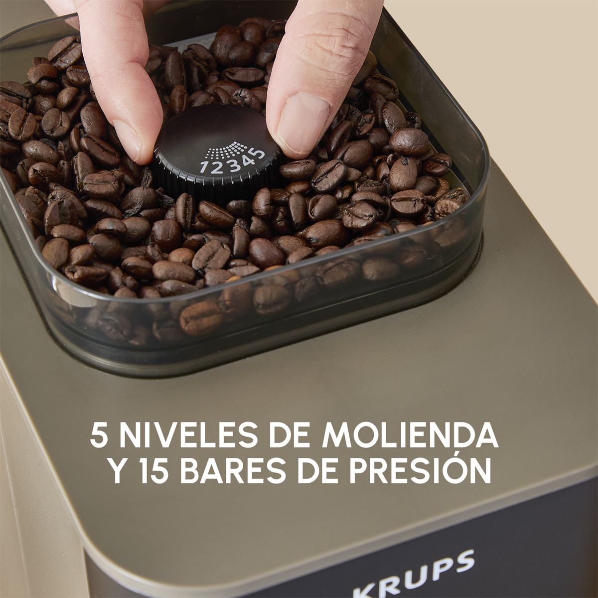 Cafetera superautomática Krups Coffee Crush Experience SA403B 15 bares y autoprensado Gris inox-4