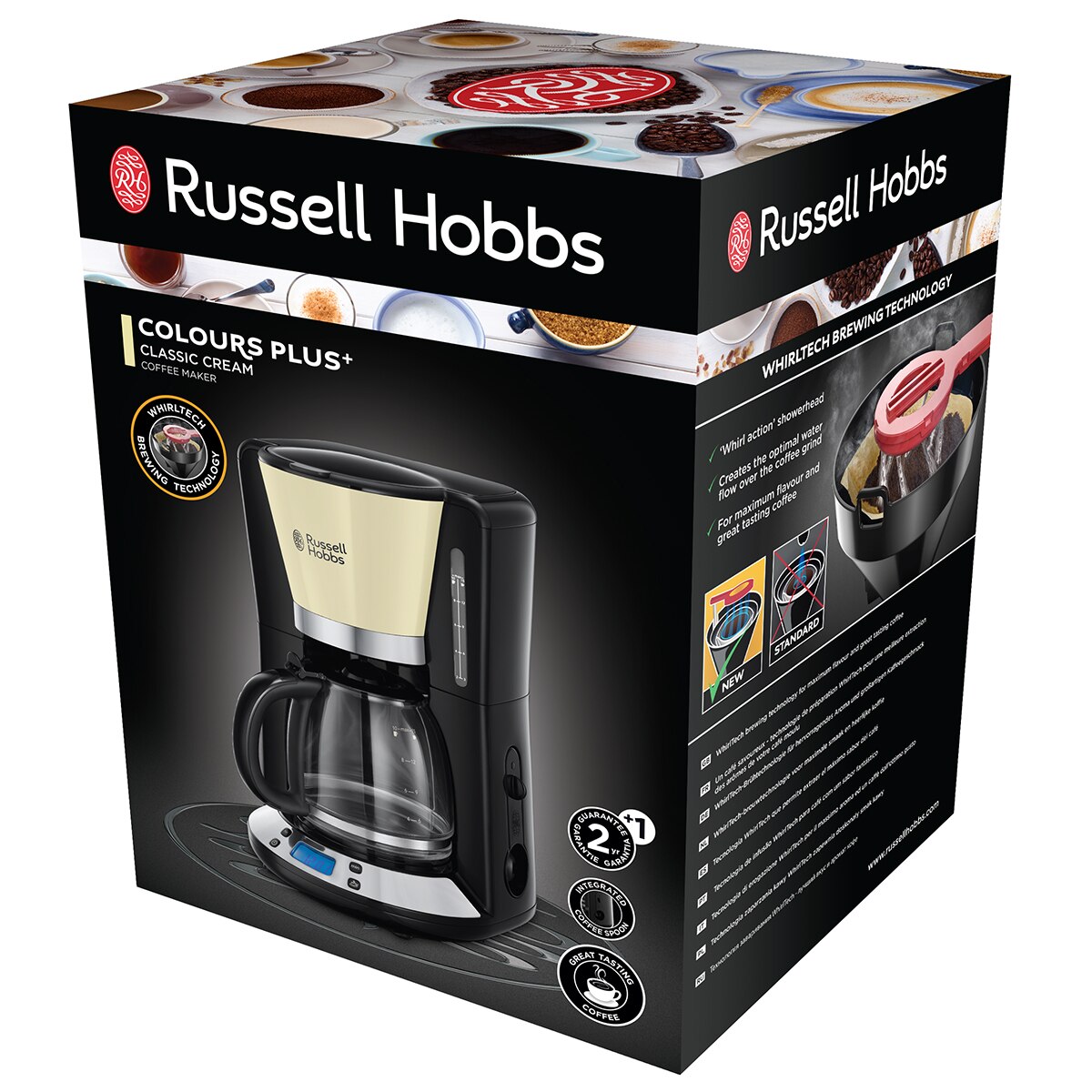 Cafetera de goteo Russell Hobbs Colours Plus Crema con pantalla LCD Crema-9