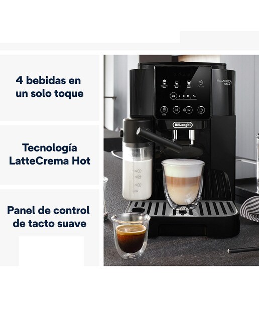 Cafetera Superautomática De´Longhi Magnifica Start ECAM220.60.B con 4 recetas y jarra LatteCrema Hot Negro-5