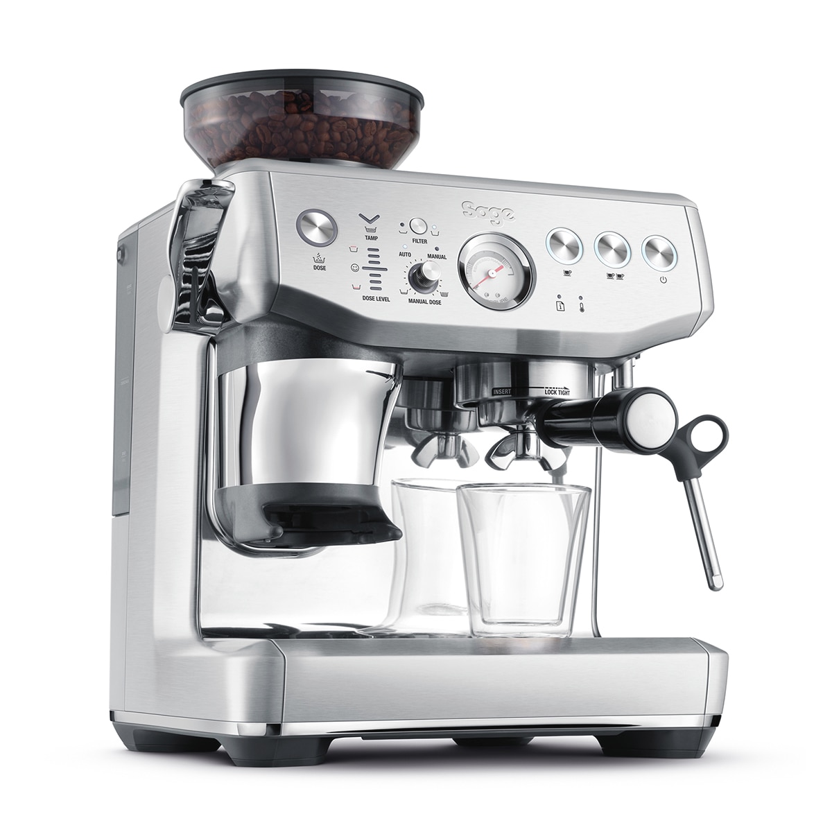 Sage – Cafetera exprés con molino Sage con el sistema Impress Puck™.