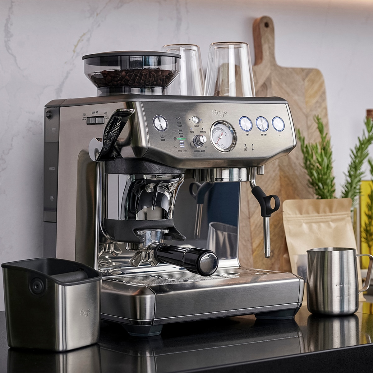 Cafetera exprés con molino Sage con el sistema Impress Puck? - Acero cepillado Acero cepillado-5