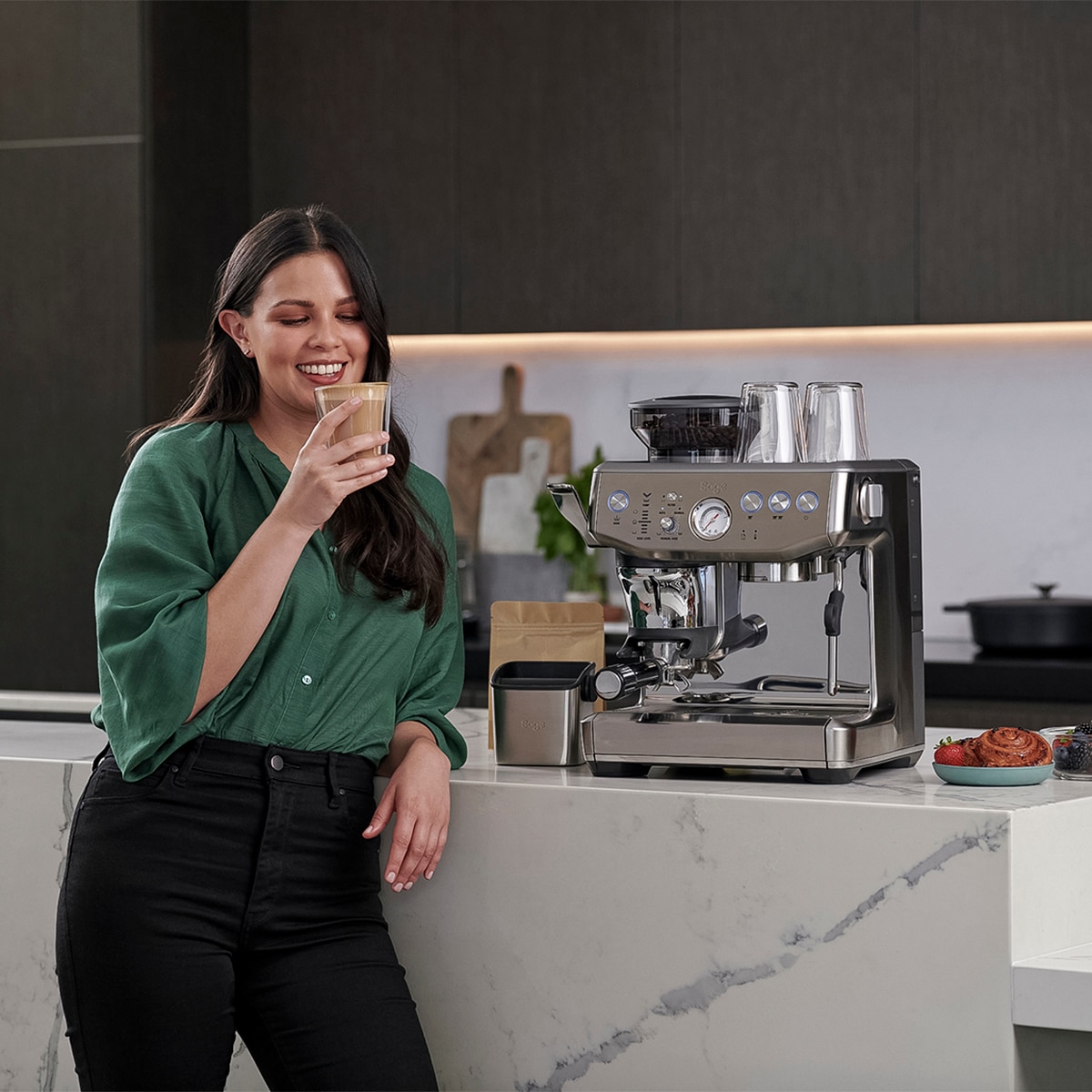 Cafetera exprés con molino Sage con el sistema Impress Puck? - Acero cepillado Acero cepillado-7