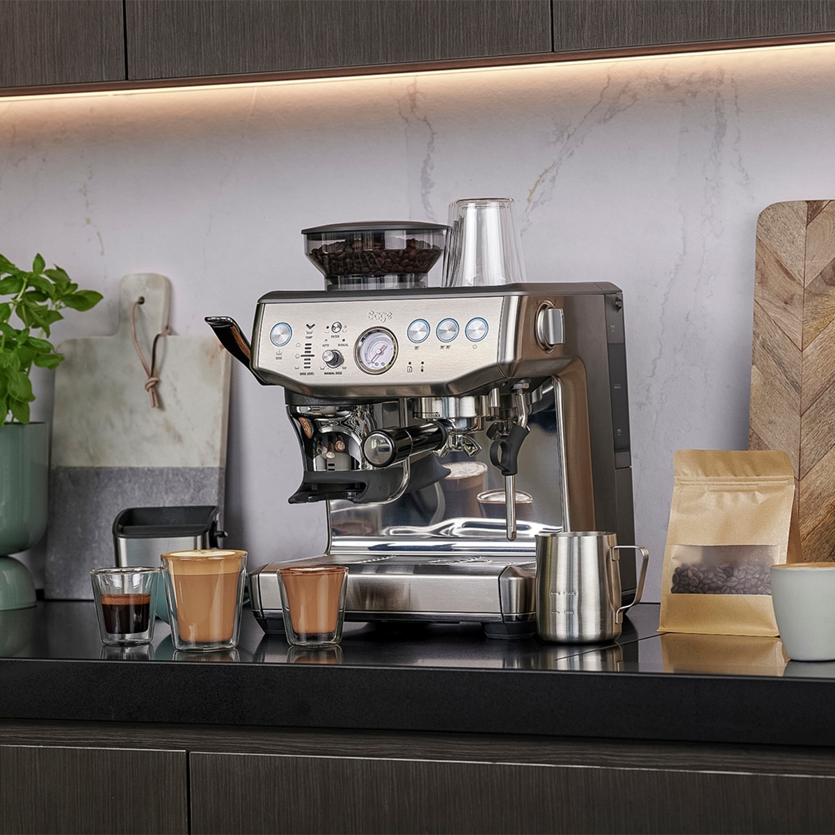 Cafetera exprés con molino Sage con el sistema Impress Puck? - Acero cepillado Acero cepillado-9