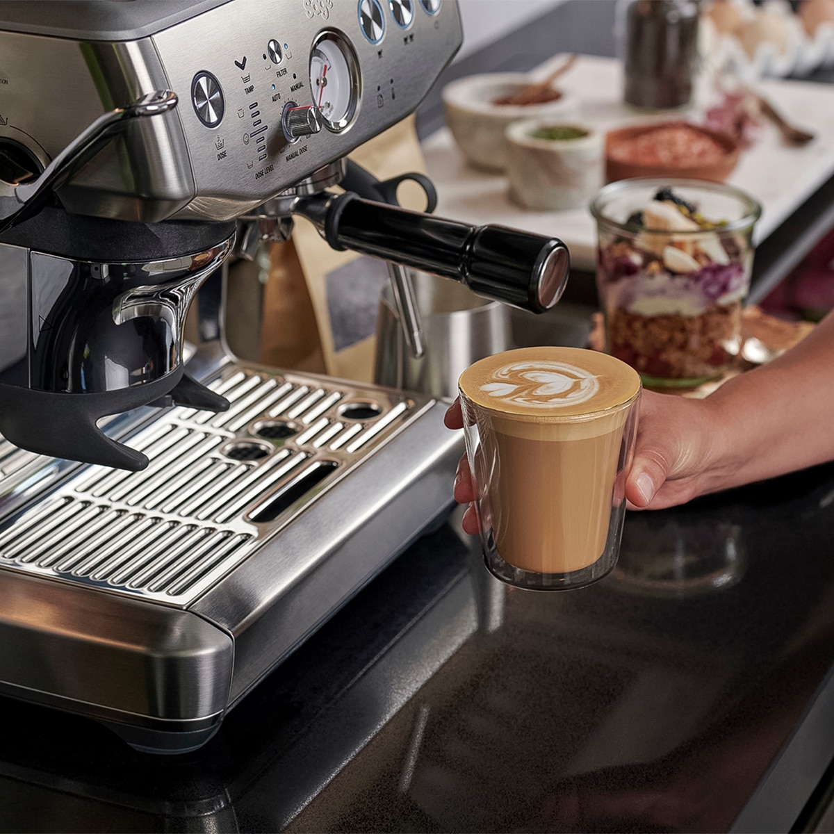 Cafetera exprés con molino Sage con el sistema Impress Puck? - Acero cepillado Acero cepillado-12